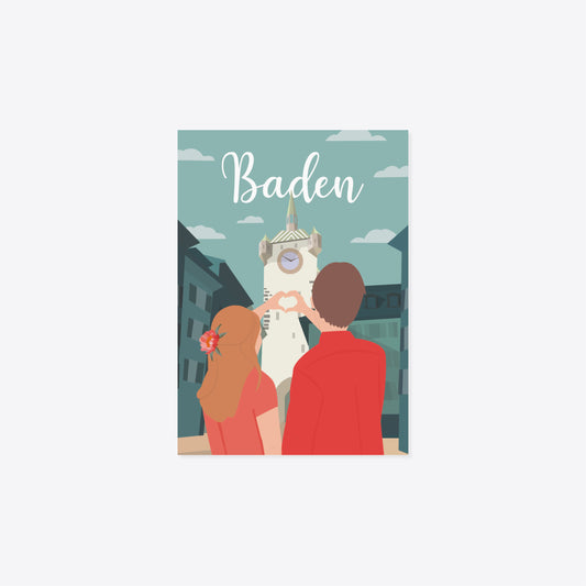 Stadtturm Baden – Liebende – Postkarte – A6