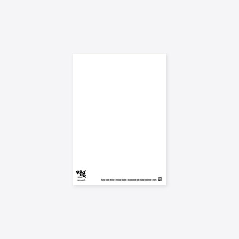 Rückseite der Postkarte «Ruine Stein Winter» – frei zum Beschreiben, mit Reana.Design-Logo und Matrix-Code