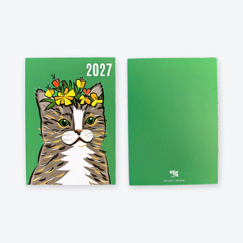 Agenda Cat Sir James 2027 – front with the cat and green back with the Reana Design logo, side by side