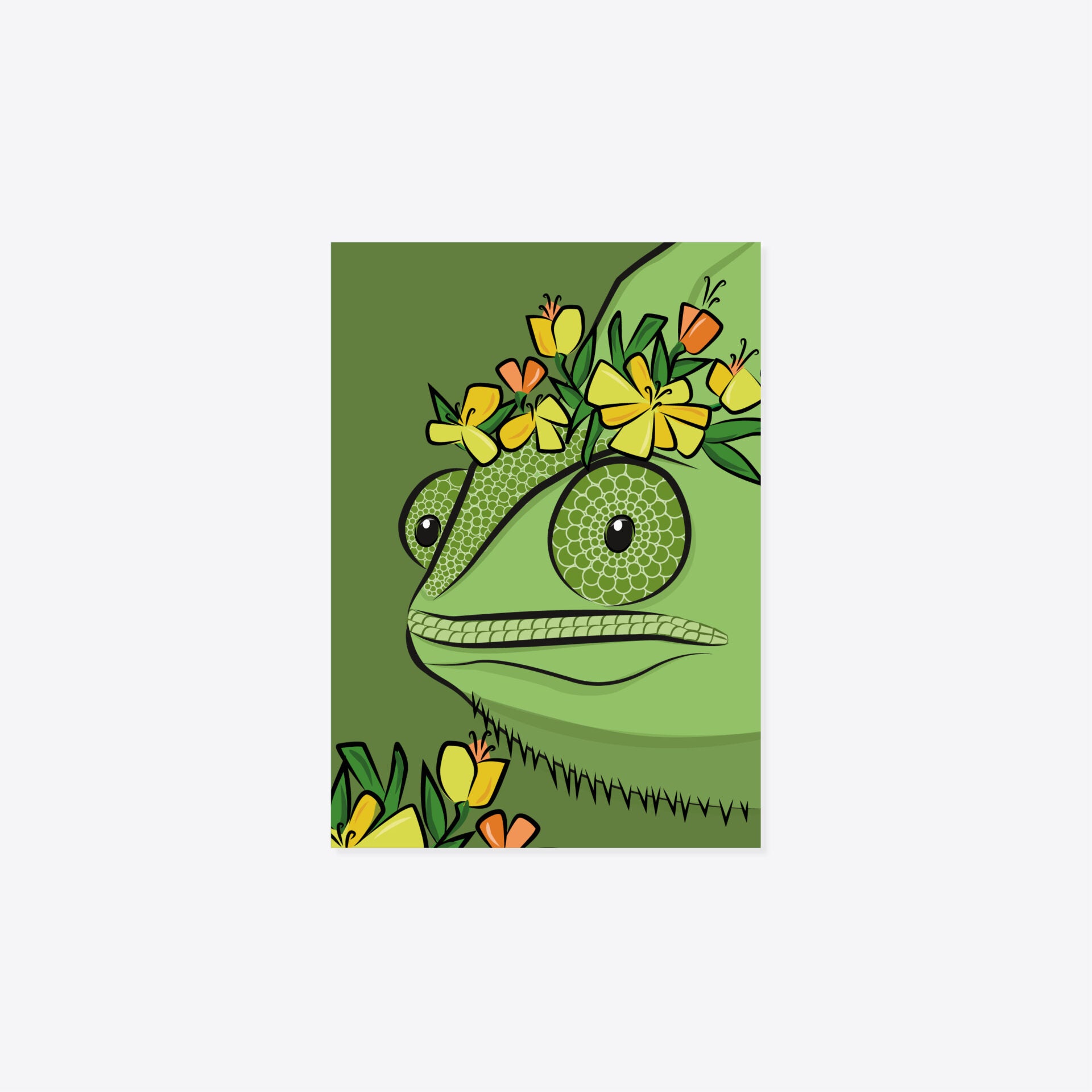 Blumentiere – Postkarte – Chameleon Ferdinand