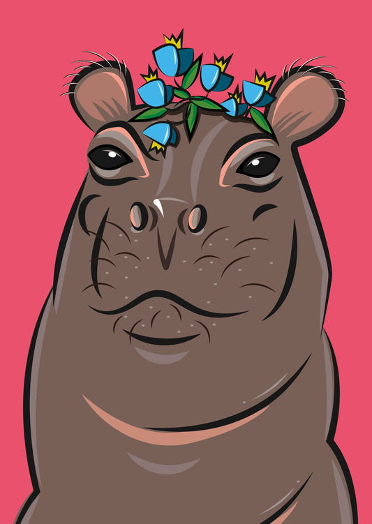 Hippopotame "Madame Hippo" – carte postale