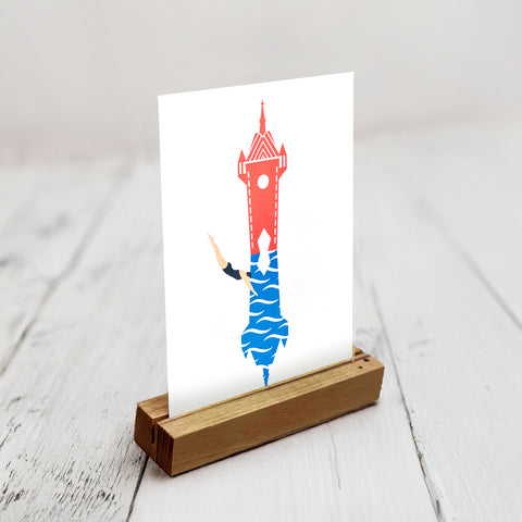 Tour de la ville de Baden – carte postale avec enveloppe, bleue – A6
