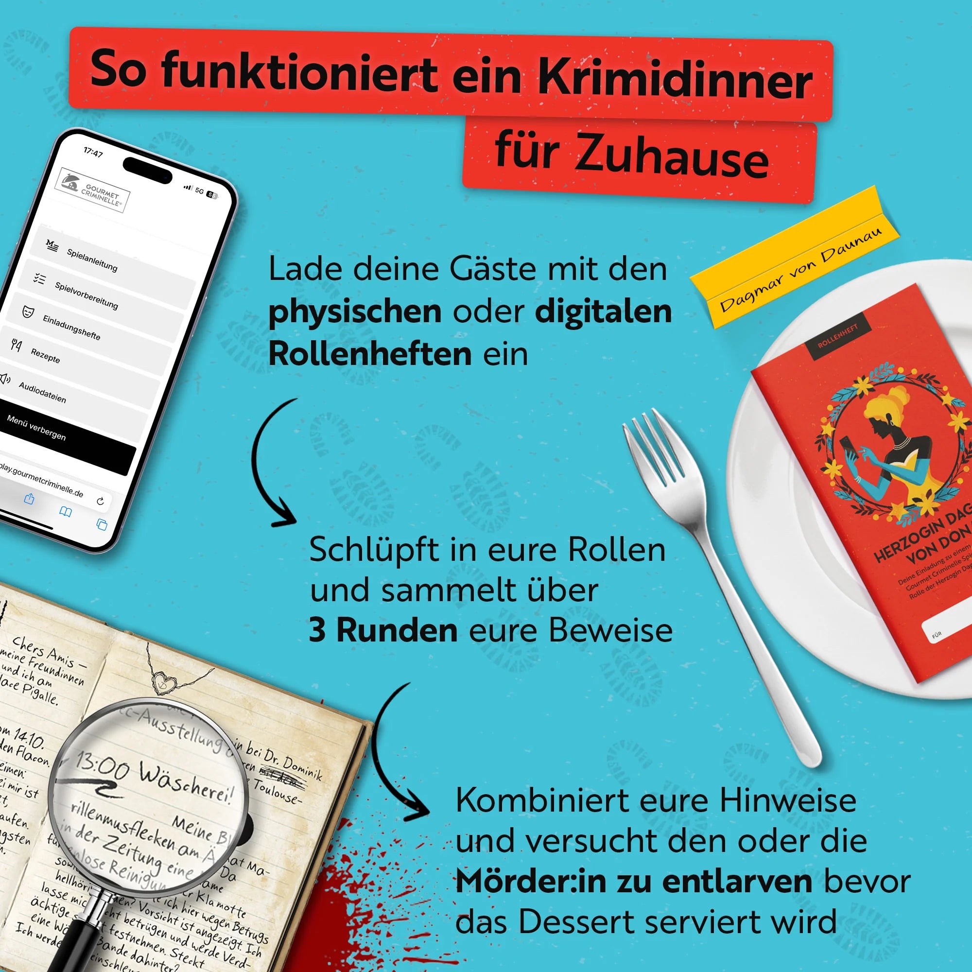 So funktioniert ein Krimidinner für Zuhause