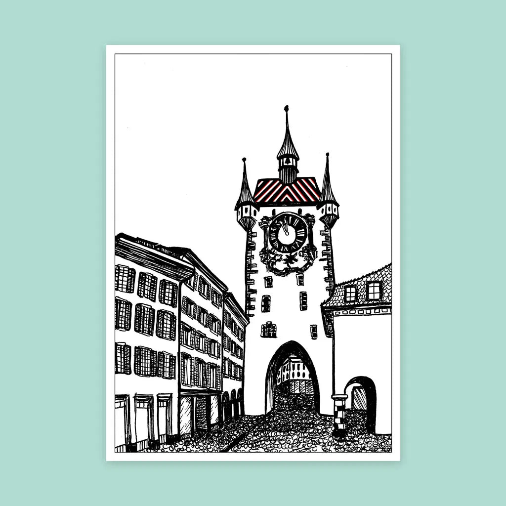 Stadtturm, Baden - Postkarte – Martina Müller