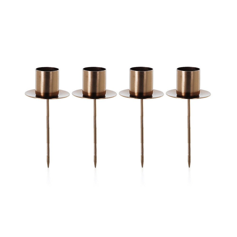 Advents-Aufstecker-Set von Balthasar: 4 kupferfarbene Aufstecker mit Tülle für Stabkerzen