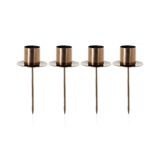 Advents-Aufstecker-Set von Balthasar: 4 kupferfarbene Aufstecker mit Tülle für Stabkerzen