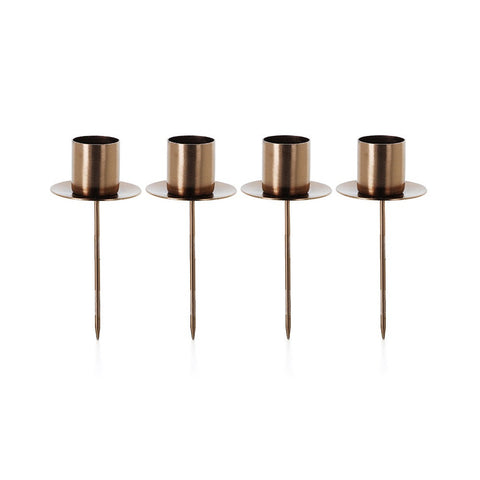 Advents-Aufstecker-Set von Balthasar: 4 kupferfarbene Aufstecker mit Tülle für Stabkerzen