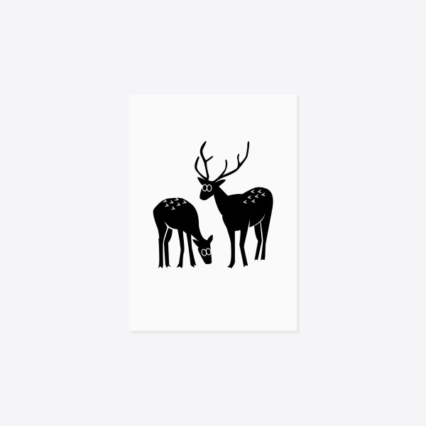 WaldBaden – Postkarte – Reh und Hirsch